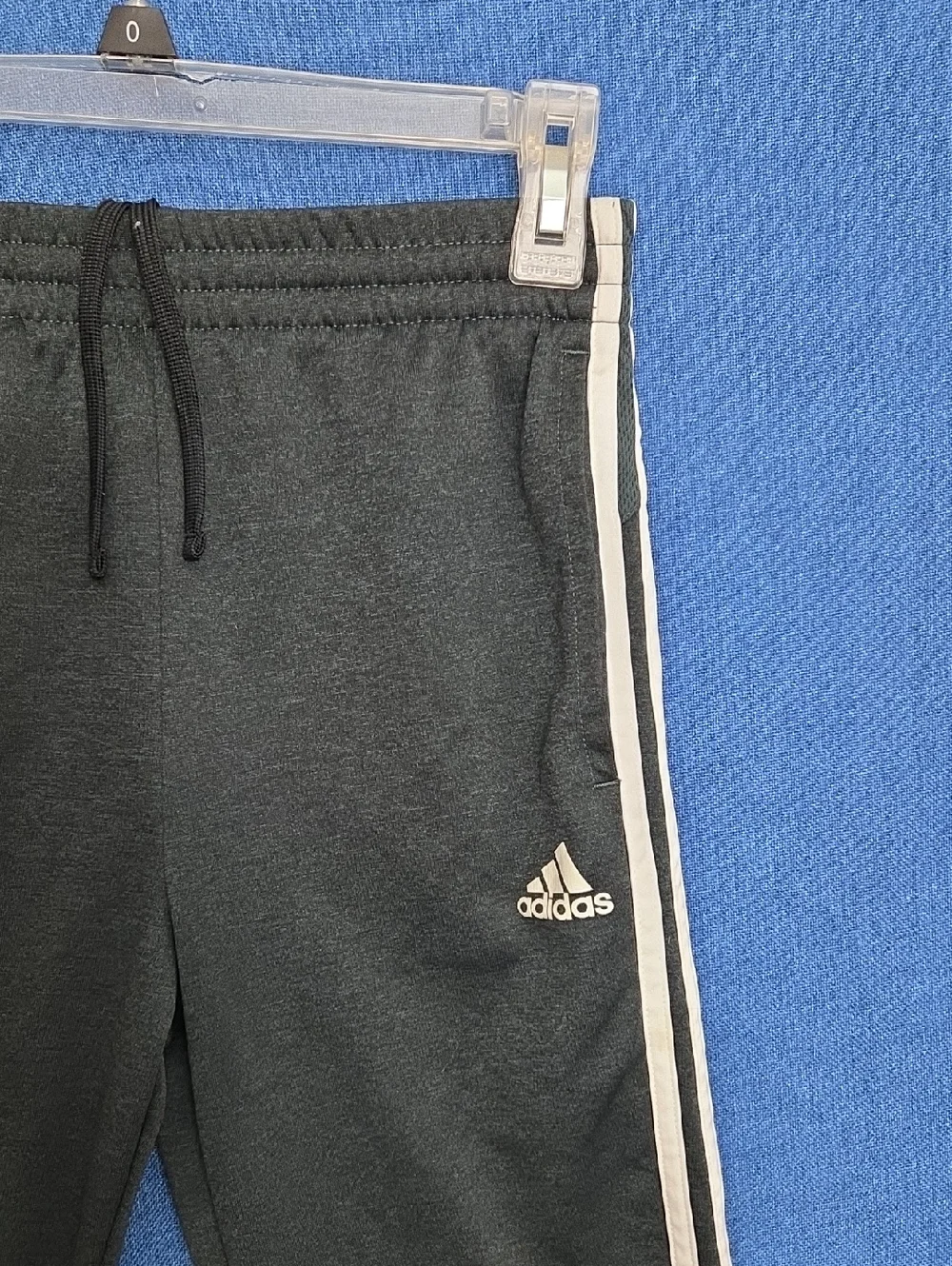 Adidas Charcoal Gray Joggers with White Side Stripes
